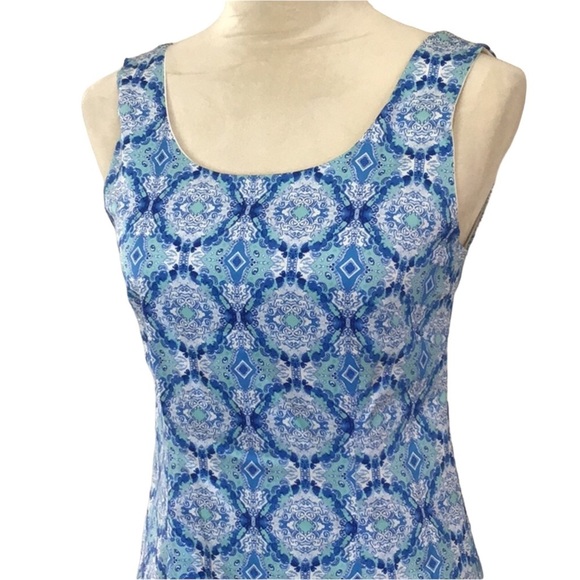 Kaeli Smith Blue Geometric Sleeveless Sheath Dress Size 4 NEW - Picture 5 of 9